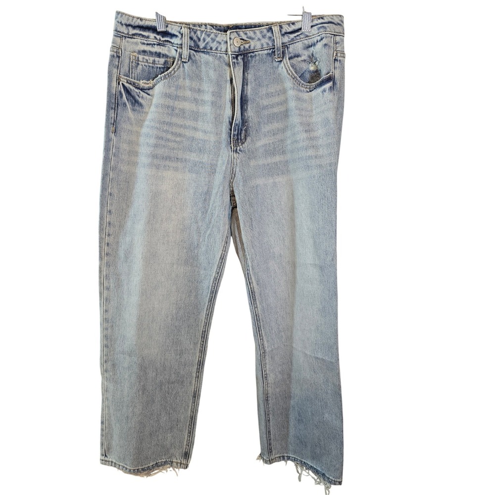 Lovervet by Vervet High Rise Straight Leg Light Wash Distressed  Dad Jeans‎  31